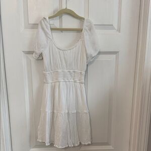 Hollister White Dress with Puff Sleeves